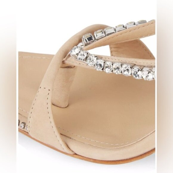 Schutz Leather Vikki Crystal Strappy Heels Sandals heels Beige Suede Crystal 6.5 - Picture 9 of 13